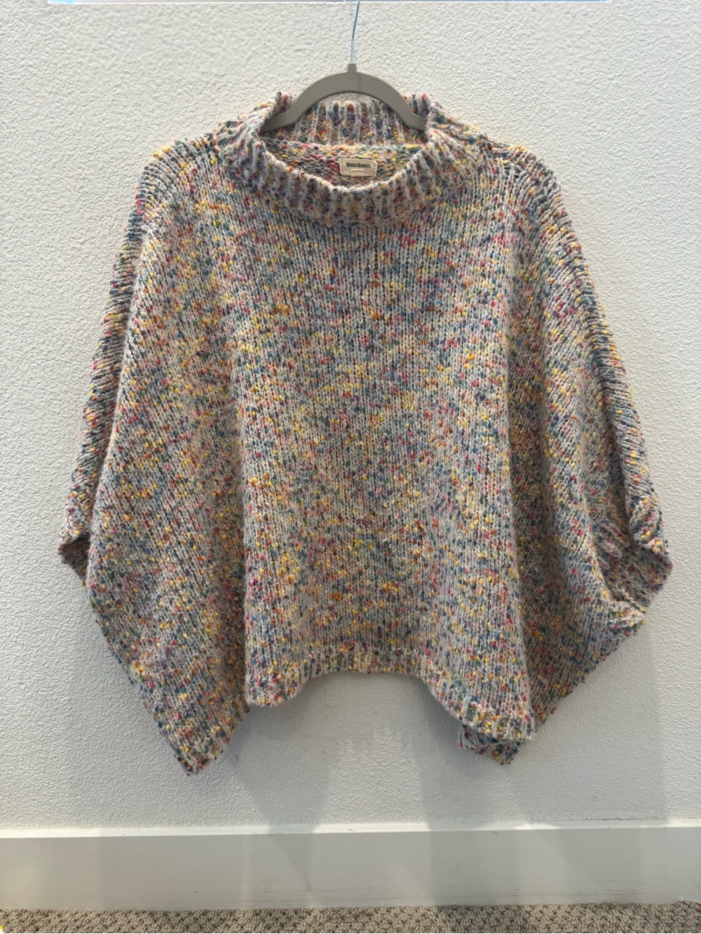 World Marker multicolored, speckled knit poncho-style sweater